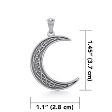 Load image into Gallery viewer, Crescent Moon Silver Pendant with Celtic Knot Engraving