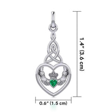 Load image into Gallery viewer, Sterling Silver Garnet Claddagh Heart Pendant