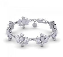 Load image into Gallery viewer, Scottish Thistle Charms Bracelet in Silver