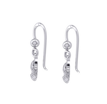 Load image into Gallery viewer, Highland Cow Triquetra Dangle Earrings in Silver