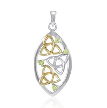 Load image into Gallery viewer, Gemstone Trinity Knot Pendant in Silver &amp; Gold