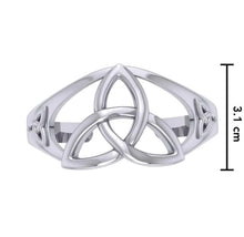 Load image into Gallery viewer, Embossed Trinity Knot Cuff Bracelet in Silver