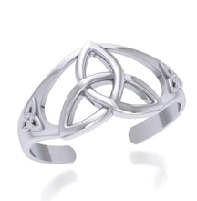 Load image into Gallery viewer, Embossed Trinity Knot Cuff Bracelet in Silver