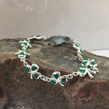 Load image into Gallery viewer, Enamelled Silver Shamrock Charm Bracelet