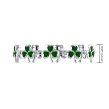 Load image into Gallery viewer, Enamelled Silver Shamrock Charm Bracelet