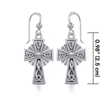 Load image into Gallery viewer, Trinity Knot Celtic Cross Earrings in Silver