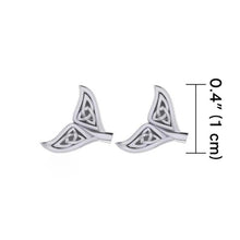 Load image into Gallery viewer, Celtic Whale Tail Stud Earrings in Silver