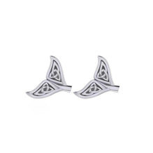 Load image into Gallery viewer, Celtic Whale Tail Stud Earrings in Silver