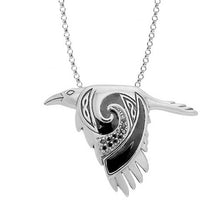 Load image into Gallery viewer, Flying Celtic Raven Pendant