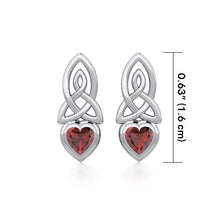 Load image into Gallery viewer, Gemstone Celtic Heart Shaped Drop Earrings