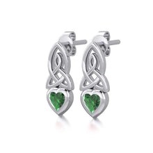 Load image into Gallery viewer, Gemstone Celtic Heart Shaped Drop Earrings