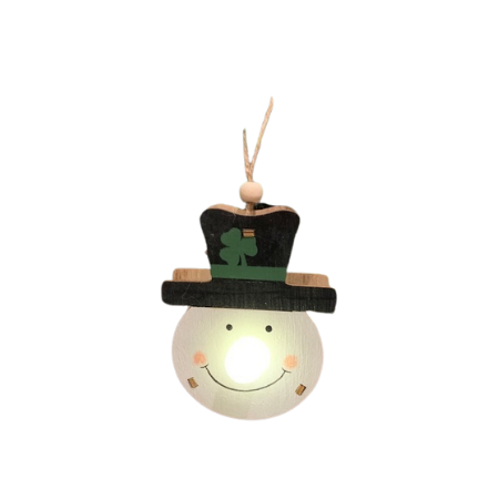 Irish Snowman Wood Light Up Ornament