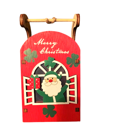Irish Wood Light Up Sled Ornament