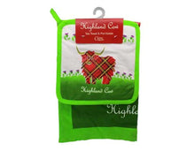 Load image into Gallery viewer, Highland Cow Tea Towel &amp; Pot Holder Set