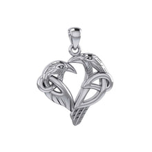 Load image into Gallery viewer, Love of The Mythical Celtic Raven Heart Shaped Pendant