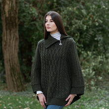 Load image into Gallery viewer, Cowl Neck Zipper Poncho