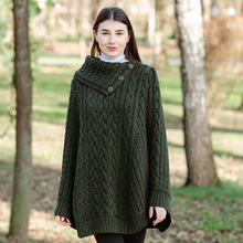 Load image into Gallery viewer, Cowl Neck Button Poncho