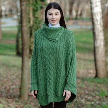 Load image into Gallery viewer, Cowl Neck Button Poncho