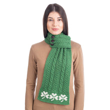 Load image into Gallery viewer, Aran Loop Scarf featuring Shamrock Pattern