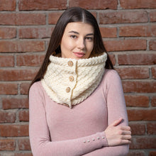 Load image into Gallery viewer, Ladies Coconut Buttons Snood Scarf