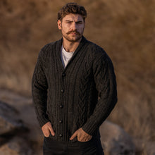 Load image into Gallery viewer, Mens Aran Cable Shawl-Collar Cardigan