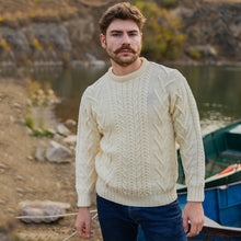 Load image into Gallery viewer, Mens Traditional Aran Crew Neck Sweater