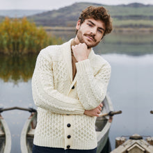 Load image into Gallery viewer, Mens Cable Shawl-Collar Cardigan