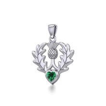 Load image into Gallery viewer, Scottish Heart Shaped Gemstone Thistle Necklace