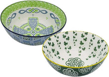 Load image into Gallery viewer, Set of 2 Celtic Cross &amp; Trellis Shamrock Bowls