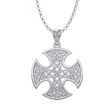 Load image into Gallery viewer, Silver Celtic Knotwork Cross Pendant