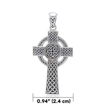 Load image into Gallery viewer, Sterling Silver Celtic Cross Pendant with Knotwork Carvings