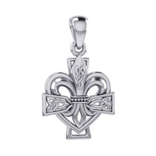 Load image into Gallery viewer, Sterling Silver Fleur-de-Lis Celtic Cross Pendant