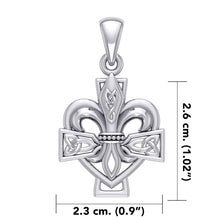 Load image into Gallery viewer, Sterling Silver Fleur-de-Lis Celtic Cross Pendant