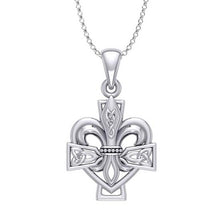 Load image into Gallery viewer, Sterling Silver Fleur-de-Lis Celtic Cross Pendant