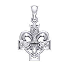Load image into Gallery viewer, Sterling Silver Fleur-de-Lis Celtic Cross Pendant