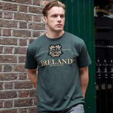 Load image into Gallery viewer, Mid Green Ireland Crest Embroidered Cotton T Shirt