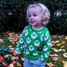 Load image into Gallery viewer, Green All-Over Sheep Kids Knit Jumper