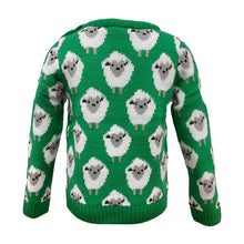 Load image into Gallery viewer, Green All-Over Sheep Kids Knit Jumper