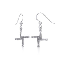 Load image into Gallery viewer, Saint Brigid's Cross Dangle Earrings in Silver
