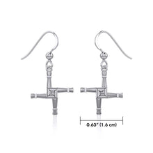 Load image into Gallery viewer, Saint Brigid's Cross Dangle Earrings in Silver