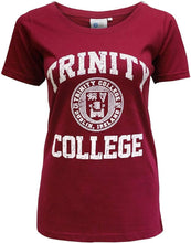 Load image into Gallery viewer, Ladies Trinity College Tee Burgundy with White Seal