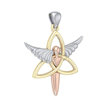 Load image into Gallery viewer, Three Tone Trinity Angel Pendant