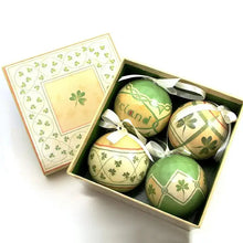 Load image into Gallery viewer, Irish Shamrock Designed Christmas Baubles Set of 4