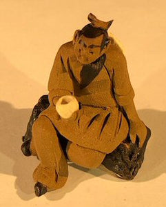 Miniature Ceramic Figurine - Mud Man Holding Cup - 1.5