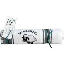 Load image into Gallery viewer, Bespoke Embroidered Waffle Towel Sheep and Ireland