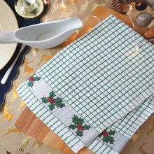 Load image into Gallery viewer, Packs of Poli-Dri Holly &amp; Mistletoe Cotton Tea Towel