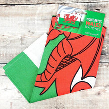 Load image into Gallery viewer, Wales Flag Tea Towel - Cotton Dragon Design