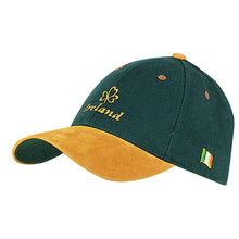 Load image into Gallery viewer, Green Irish Shamrock Baseball Cap with Suede Peak