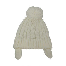 Load image into Gallery viewer, White Toddler Aran Ear Flap Cap