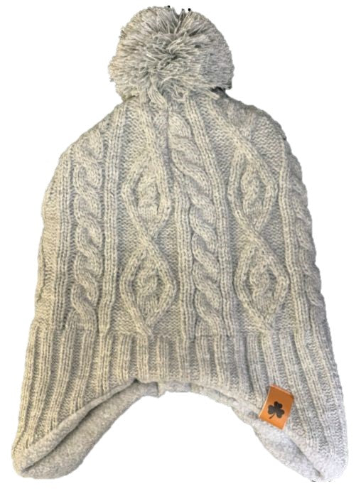 Adult Grey Aran Knit Cap